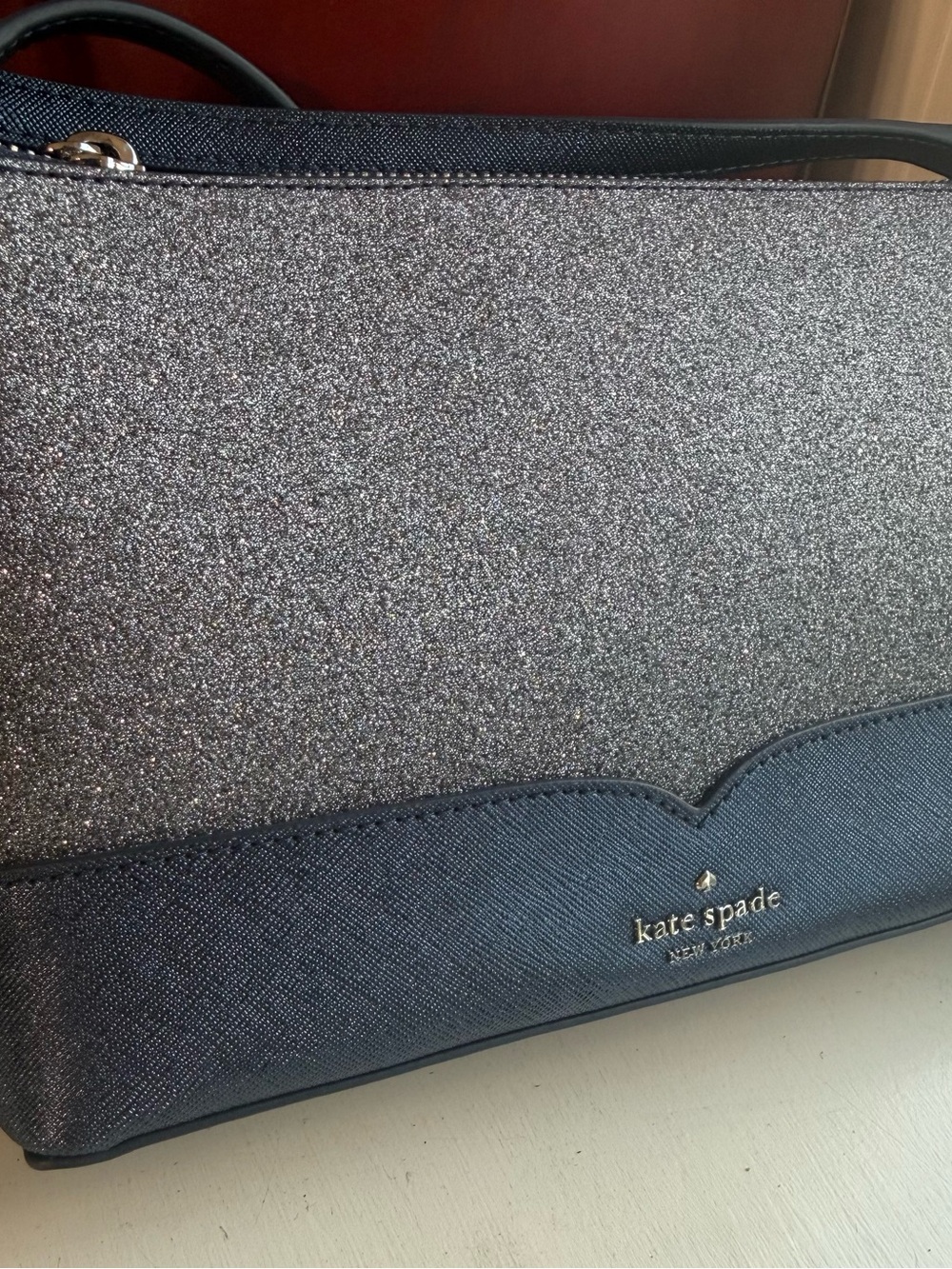 kate spade New York Silver Glitter and Black Two-Tone Crossbody New without Tag - Picture 4 of 10